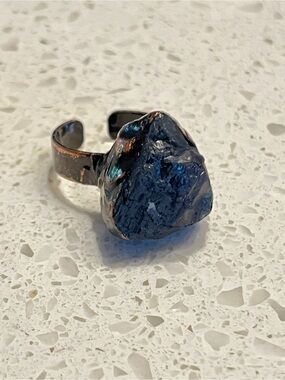 Retro Style Natural Crystals Cluster Big Statement Adjustable‎ Ring